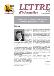 Lettre d'information n° 10