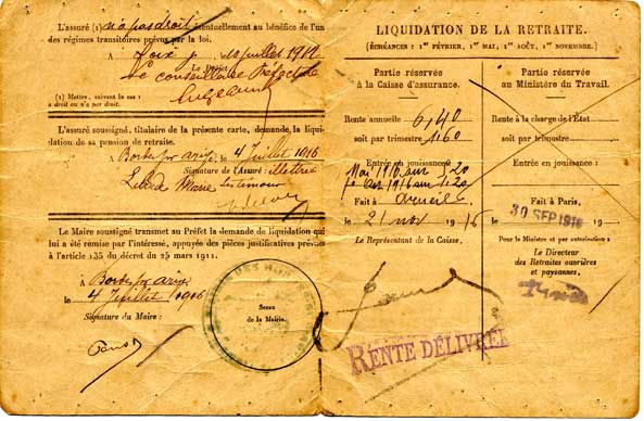 Verso de la carte de retraite de 1916erso de la carte de retraite de 1916